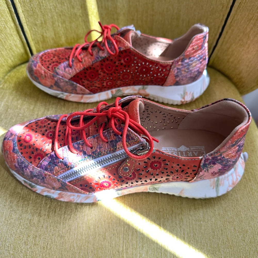 Artis Women's Floral Red and Purple Sneakers